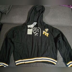 Womens Cropped Pittsburgh Penguins Lace Up Hoodie - NHL - XXL - Black - NWT